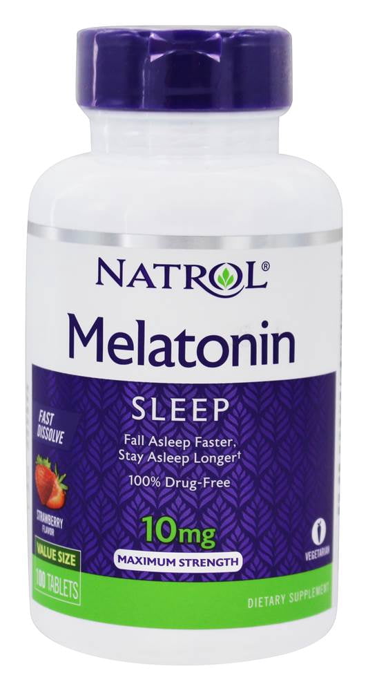 Natrol - Melatonin Sleep Maximum Strength Fast Dissolve Strawberry 10 mg. - 100 Tablets