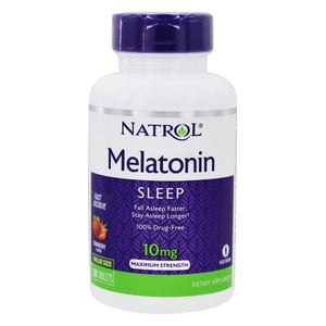 Natrol - Melatonine Sommeil Maximum Force Dissoudre rapidement Fraise 10 mg. - 100 Comprimés