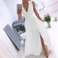 thumbnail image 4 of Gspmoly Robes d'Été pour Femmes 2025, Mode Femme Décontractée Angleterre Ample Sans Manches Uni Col en V Robe Longueur au Sol Robes Formelles pour Femmes Économies d'Été Liquidation, 4 of 6