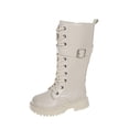 thumbnail image 4 of YUNAFFT Girls Knee High Boots Zipper Closure Solid Color British Style Casual Versatile Martin Boots, 4 of 9