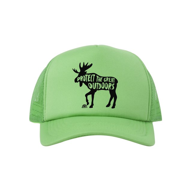 Protect the Great Outdoors Moose Trucker Hat - Black - Light Green