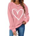 thumbnail image 1 of Chemise de Saint-Valentin pour Femmes 2024 Col Rond Chemises Décontractées Cœur d'Amour Graphiques Tees Manches Longues Amples Pull Tops Mode Vacances T-Shirt, 1 of 4
