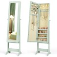 thumbnail image 1 of Costway Jewelry Mirrored Cabinet Armoire Organizer Storage Box with Stand Christmas Gift Green, 1 of 10