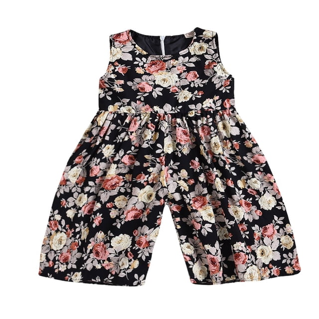 Salopette à Bretelles Sans Manches à Imprimé Floral pour Bébé Fille, Pantalon Long, Barboteuse Combinaison