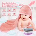 thumbnail image 3 of EcoNesxp Ideal baby items for boys and girls with five towels, baby hooded bath towels, pink, newborn essentials for babies, 3 of 5