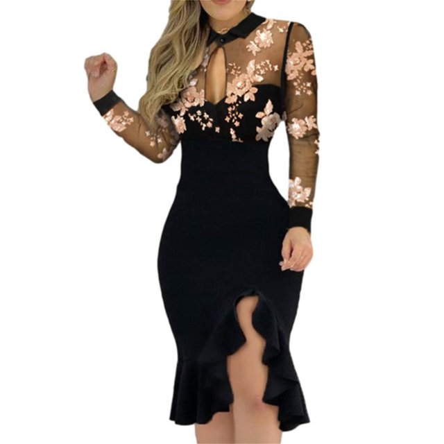CAROOTU Robe Brodée pour Femmes Mode Florale Fente à Volants Manches Courtes Robe pour Voyage d'Été Magasinage Nouveau