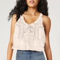 thumbnail image 2 of Timegard Tank Top for Women Lace U Neck Drawstring Sleeveless Ruched Button Summer Fashion Casual Tee, 2 of 5