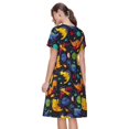 thumbnail image 2 of Bixox Robe d'Été à Manches Courtes pour Femmes Robe Ample Longueur Genou avec Poches-Dinosaures dans l'Espace, 2 of 7