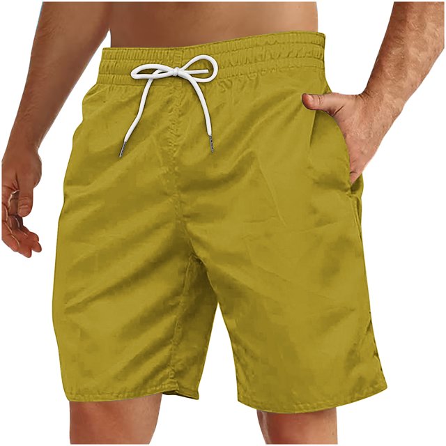 Yuyuzo Mens Shorts High Waisted Drawstring Quick Dry Summer Beach Swim Knee Length Shorts with Pockets