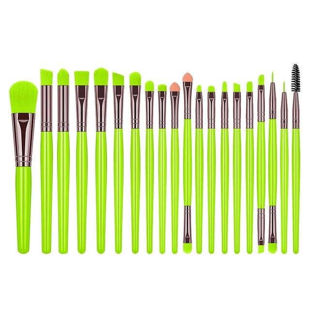 Fluorescent Makeup Brush Professional Makeup Brush Beauty Makeup Tool Set 20Pcs,Green Makeup Brush