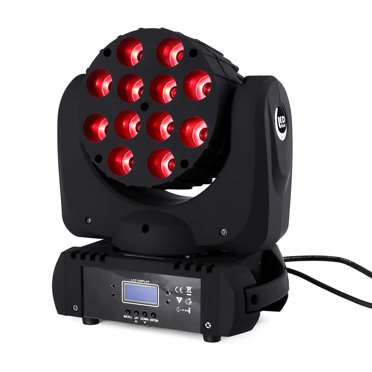 Lumière de Scène DJ à Tête Mobile LED 12x12w RGBE 4en1 Couleur 9/16 Canaux DMX pour Lumières Disco DJ Barre LED Lumières Stroboscopiques