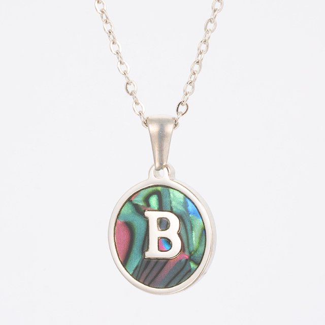 Colliers, Collier Lettre Coquille Mignonne pour Filles, Pendentifs Pièce pour Filles en Acier Inoxydable Colliers Initiale pour Femmes Bijoux Rond
