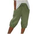 thumbnail image 1 of Timegard Shorts for Women Elastic High Waisted Drawstring Cinch Bottom Casual Half Shorts with Pockets, 1 of 6