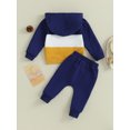 thumbnail image 4 of Faithtur Toddler Boy Autumn Clothes Contrast Color Patchwork Long Sleeve Hoodies Solid Color Pants 2Pcs Outfit, 4 of 9