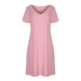thumbnail image 4 of Meichang Mini Robes d'Été pour Femmes 2024 Tendance Robe de Couleur Unie Tunique Ajustée Col en V Robes d'Été Décontractées Élastique à Manches Courtes Robe de Plage, 4 of 5