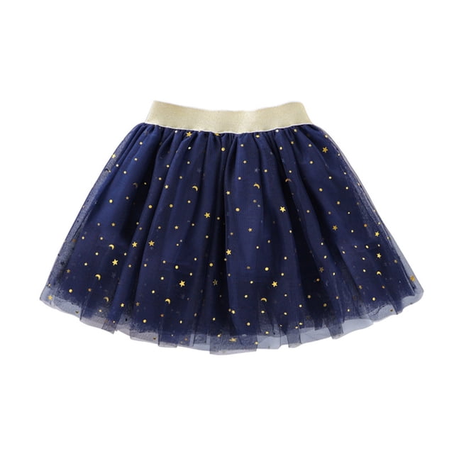 MIASHUI Girls Layered Stars Sequins Tutu Skirt Princess Ballet Dance Dress,Navy,3-4 Years