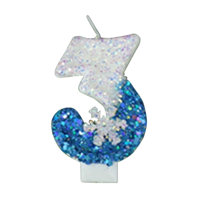 SIfdSeng Get it Fast Ice Snow Themed Birthday Cake Decoration with Blue Number Candles Flashing Blue Cake Toppers and Cupcake Toppers for Party Atmosphere