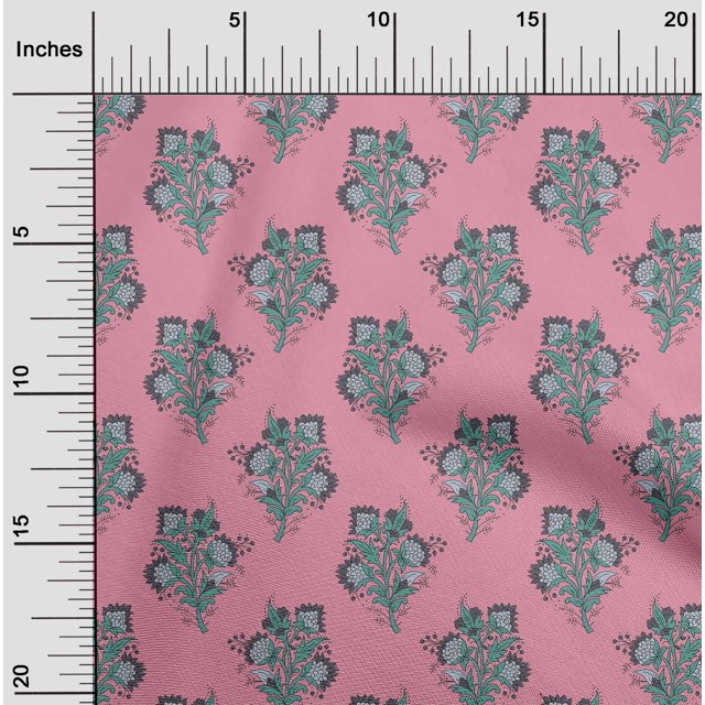 oneOone Cotton Poplin Fabric Leaves & Floral Block Decor Fabric Printed BTY 42 Inch Wide
