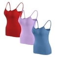 thumbnail image 1 of Timegard Camisoles pour Femmes 3 Pcs avec Soutien-Gorge Intégré Col Rond Bretelles Spaghetti Ajustées Douces Maillots de Corps Décontractés Hauts de Pyjama, 1 of 5