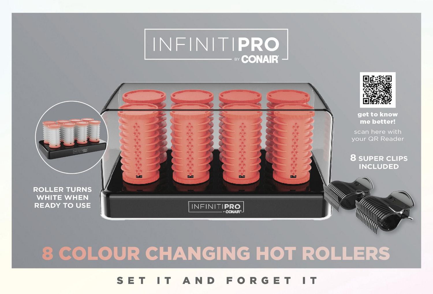 InfinitiPRO par Conair® 8 rouleaux chauffants à changement de couleur