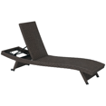 thumbnail image 1 of Outsunny Chaise Longue de Patio Pliable avec Dossier Réglable à 5 Niveaux, Brun, 1 of 10