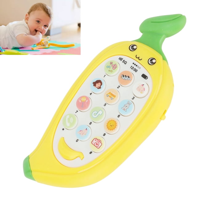 Baby Cell Phone Toy, Educational Cover Musical Bilingual Biteable Interesting Early Learning Smartphone Toy For Early Education For Toddler Yellow,Green,
