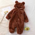 thumbnail image 2 of IROINID Aubaines Grenouillère pour Bébé à Manches Longues d'Hiver, Combinaison à Capuche avec Oreilles pour Nourrisson, Fermeture Éclair, Brun, 2 of 8