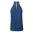 thumbnail image 4 of Débardeurs pour Femmes Été Été Hauts pour Femmes Col Rond Aguichant Dos Nu à Nouer Couleur Unie Sans Manches Camisole T-Shirt Hauts pour Femmes Chic Décontracté en Liquidation, 4 of 5