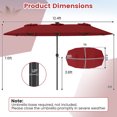thumbnail image 3 of Costway Double-Sided Patio Umbrella with Color-Changing Flowing Solar LED Lights Crank Lift Red, 3 of 10