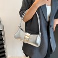 thumbnail image 3 of Women Shoulder Bag Faux Leather Buckle Zipper Closure Smooth Glossy Surface Adjustable Large Capacity Korean Style Lady Handbag, 3 of 11