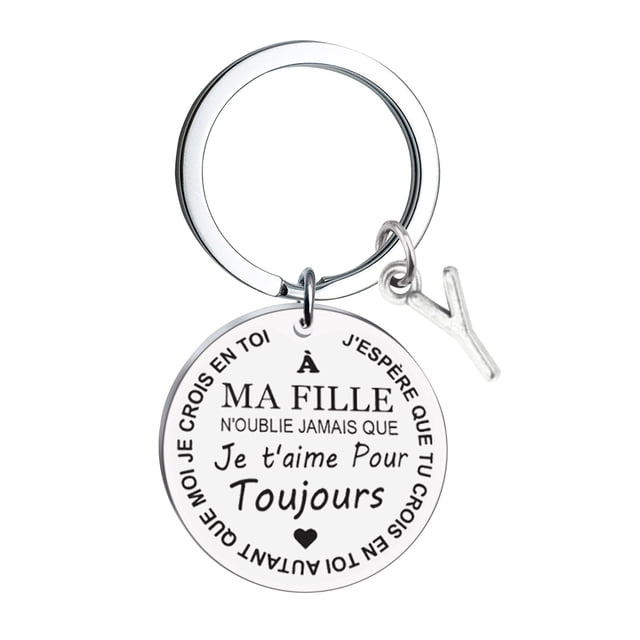 Porte-clés en Acier Inoxydable 26 Lettres 3X3Cm
