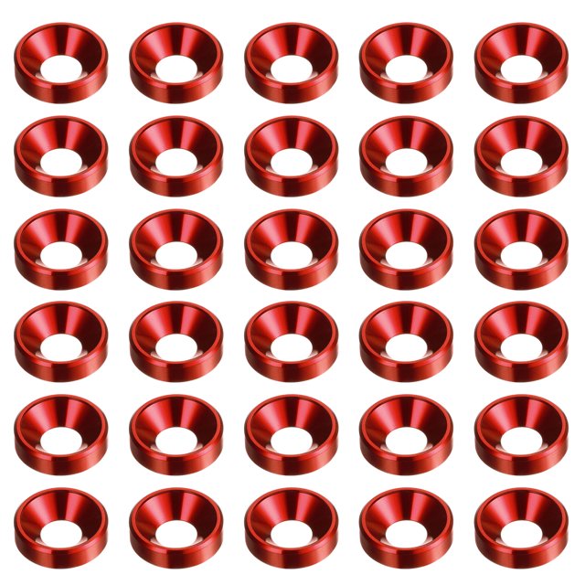 Unique Bargains Lot de 30 Rondelles à Encastrer M5 en Alliage d'Aluminium Anodisé pour Finition, Rouge