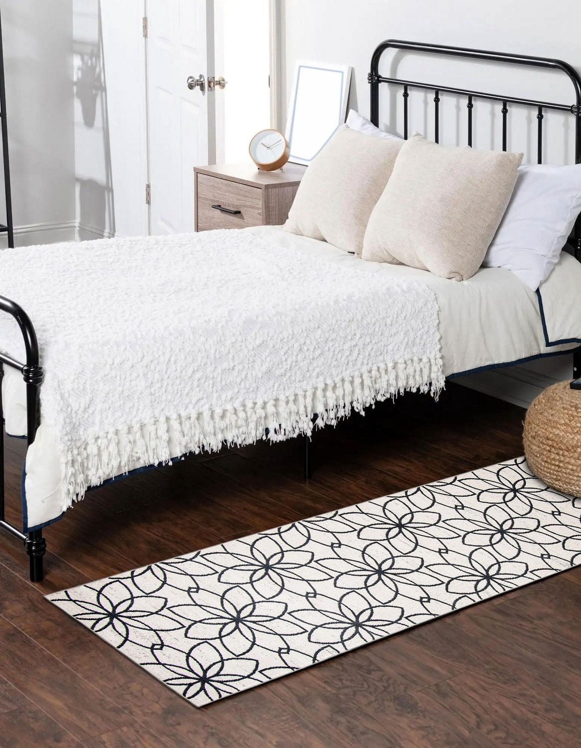 Tapis Lavable ECARPET Floral pour Chambre, Salon, Chambre d'Enfant, Couloir