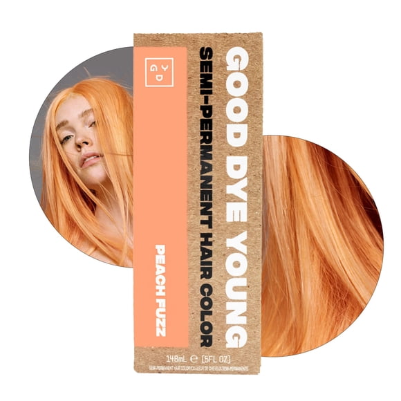 Good Dye Young Semi Permanent Pink Hair Dye (Peach Fuzz) - UV Protective Temporary Hair Color Lasts 15-24+ Washes - Conditioning Peach Hair Dye