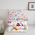 thumbnail image 4 of Erosebridal Colorful Flower Bedding Full Comforter Set for Girls, Rainbow Butterfly Down Comforter, Breathable 3-Piece, 4 of 6