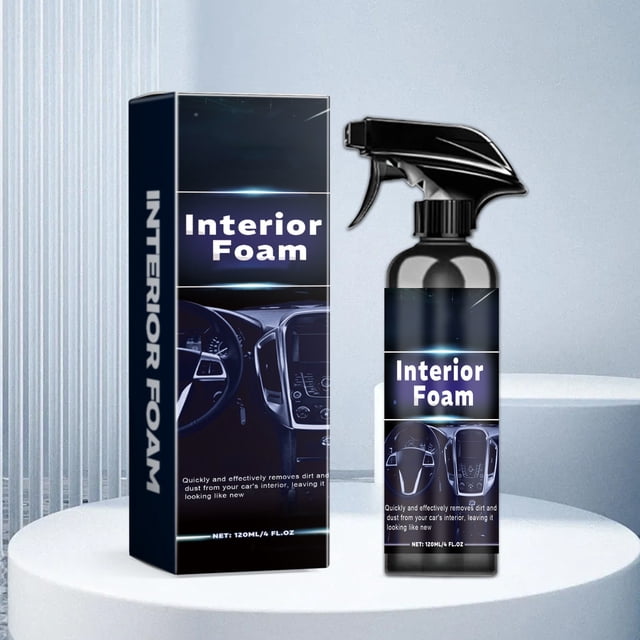 Car Interior Cleaner, 120ml Stain Removal Foam with Protective Barrier for Upholstery & Surfaces, Multi-Functional Auto Detailing Maintenance Spray