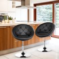 thumbnail image 3 of Patiojoy Ensemble de 2 Tabourets de Bar Pivotants Modernes Hauteur Réglable Dossier Rond Capitonné Chaise d'Appoint Noir, 3 of 9