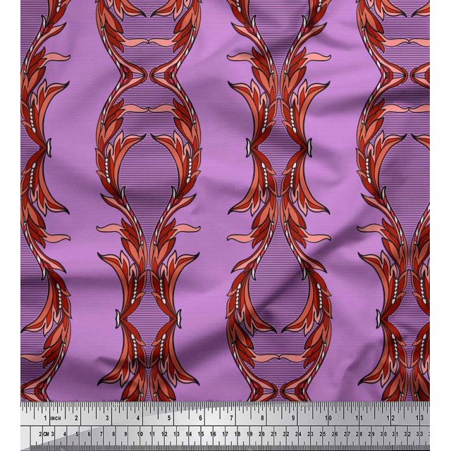 Soimoi Rayon Fabric Stripe & Ogee Damask Fabric Prints By Yard 56 Inch Wide