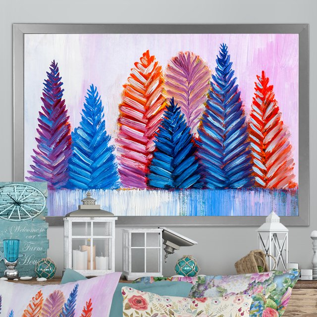 Designart Arbres de Noël Abstraits Traditionnels Art Mural Encadré