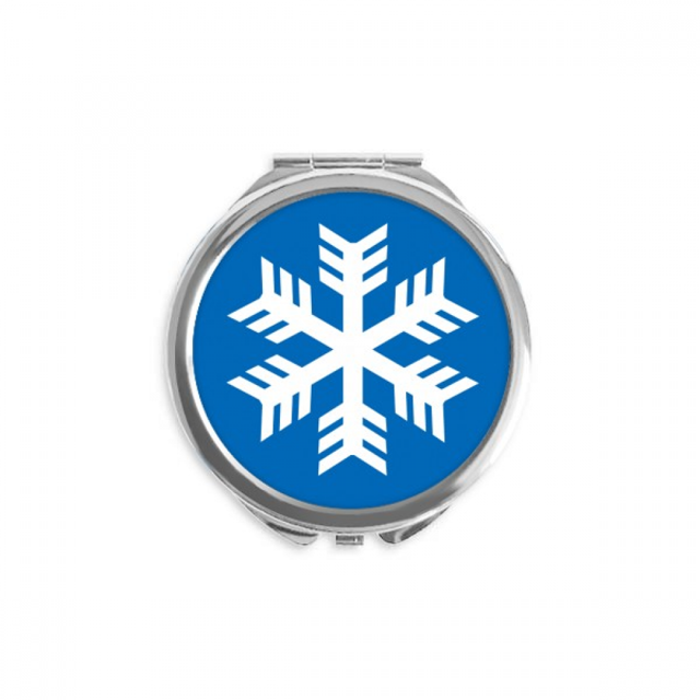 Flocon de Neige Bleu Sport d'Hiver Miroir Compact Rond Portable de Poche en Verre