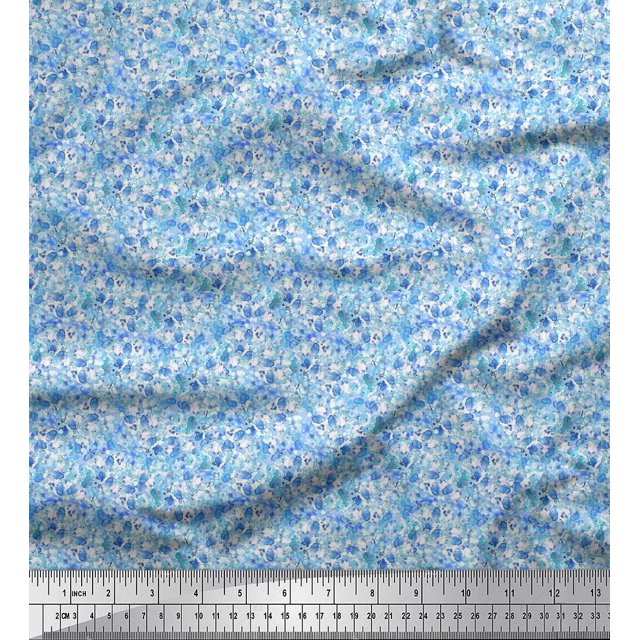 Soimoi Polyester Crepe Fabric Flower Watercolor Print Fabric by Yard 52 Inch Wide