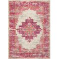 thumbnail image 1 of homeroots home decor 385321 4’ x 6' Ivory and Fuchsia Distressed Area Rug, 1 of 1
