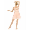 thumbnail image 2 of RUNQHUI Robe de Danse Courte pour Femmes en Mousseline, Ourlet Haut-Bas, Justaucorps Superposé, Robe Courte, Danse Lyrique, Orange Rose, TP, 2 of 7