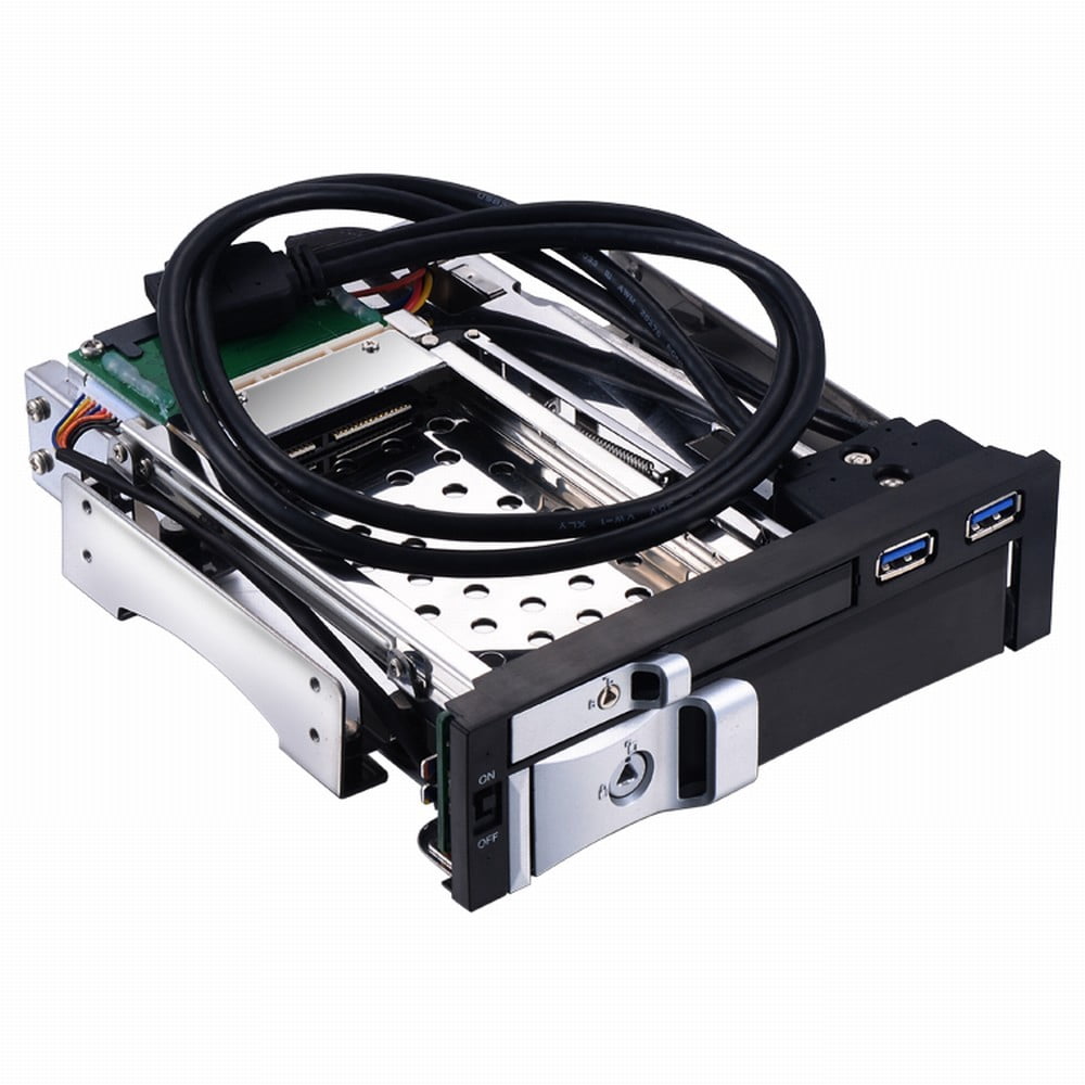 Hard 5.25 inch Internal Dual Slot Hard Disk Case 2.5+3.5 inch  HDD/SSD Enclosure Tool-free Design with 2 USB3.0 Ports Safety Locks Not Inclube Hard Disk