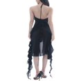 thumbnail image 5 of Femmes Été Sans Manches Licol Volant Patchwork Robe Couleur Unie Slim Fit Dos Nu V Cou Bodycon Midi Robe, 5 of 5