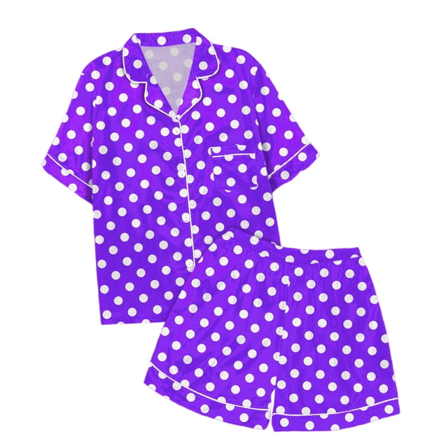 MIASHUI Ensemble de Pyjama 2 Pcs pour Garçons et Filles à Pois Boutonné, Violet, 4-5 Ans