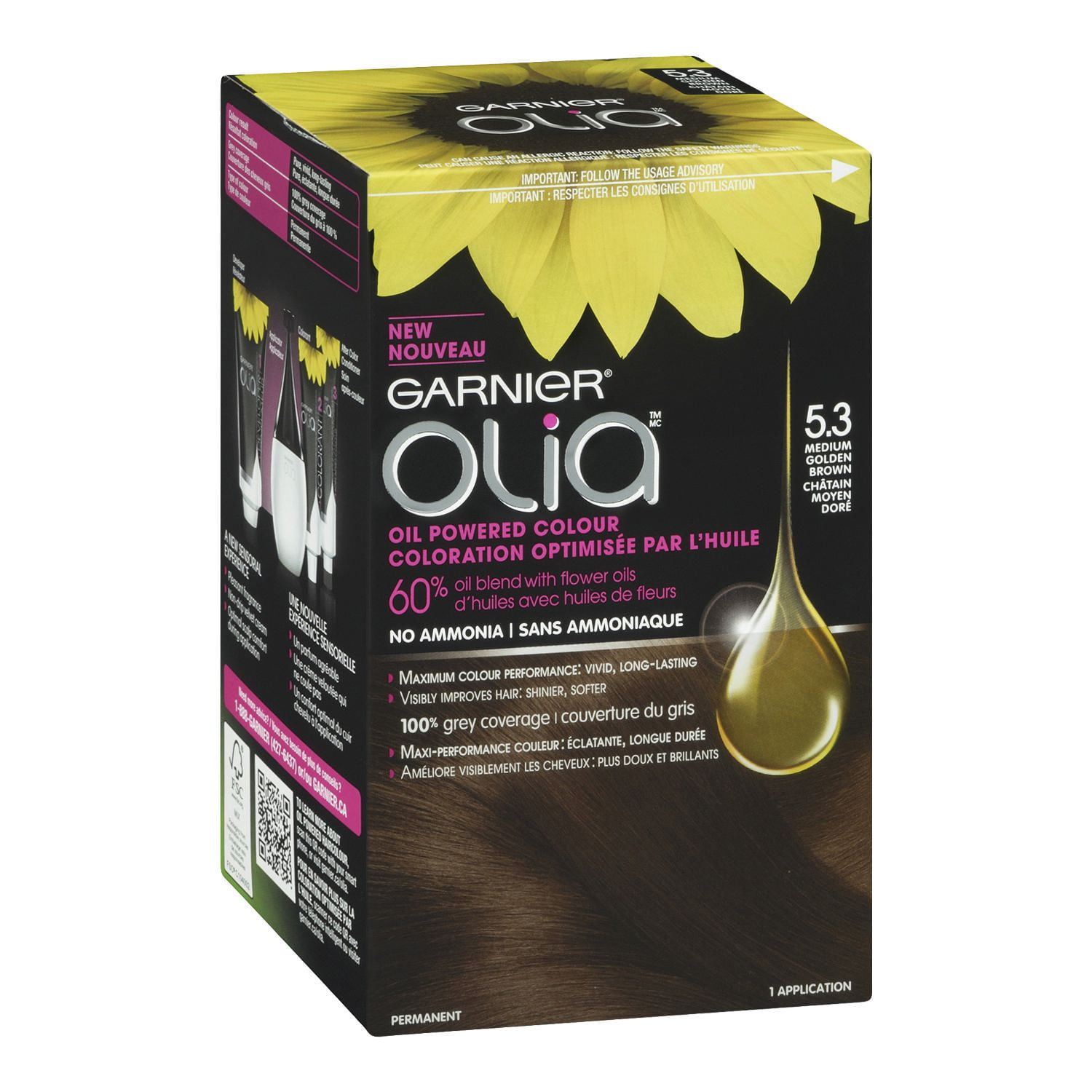 Garnier Olia Sans Ammoniaque Coloration Capillaire Permanente Optimisée par l'Huile