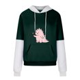 thumbnail image 4 of Penkiiy Hoodies pour Femmes Mode Décontractée Imprimé Col Rond Manches Longues Amples Hauts Courts Blouse Sweat-Shirts Sans Capuche Vêtements Verts Y2K, 4 of 5