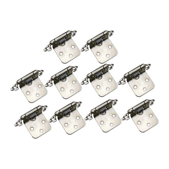 jifeng 10 Pieces Self Closing Hinges Connector Spring Hinges Kitchen Cabinet Hinges White Nickel