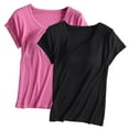 thumbnail image 1 of Birdeem Ensembles de Pyjama pour Femmes 2 Pcs T-Shirt Uni à Col Rond à Manches Courtes avec Bonnets Rembourrés Vêtements de Maison Pyjamas à Manches Courtes, 1 of 1